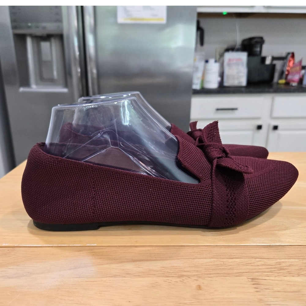 Seychelles Sable Wide Flats Womens 8W Burgundy Bow Pointed Toe Loafers